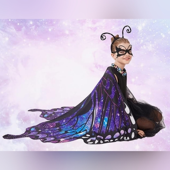 Halloween Tibeha Butterfly Costume for Kids - Double-Sided Printing Wings - Picture 1 of 7
